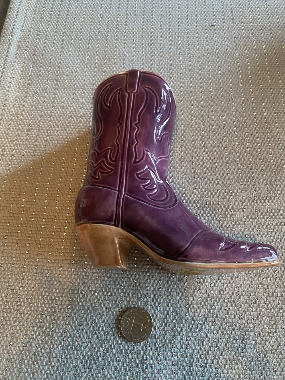 Women's Purple Western Cowboy Boot Ceramic Vase